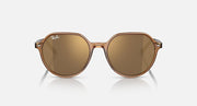 Ray-Ban Thalia RB2195 round sunglasses with brown-tinted lenses, thin gold-tone frame