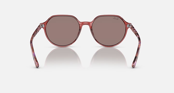 Ray-Ban Thalia sunglasses with round smoky lenses and marbled rose frame