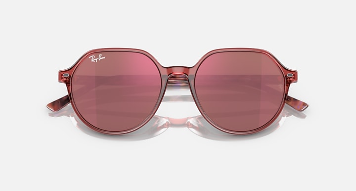 Ray-Ban Thalia sunglasses with pink gradient lenses and rose round frame