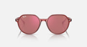 Ray-Ban Thalia sunglasses with rose round lenses and dark rose frame