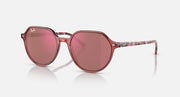 Ray-Ban Thalia RB2195 sunglasses with rose round frames and pink mirrored lenses