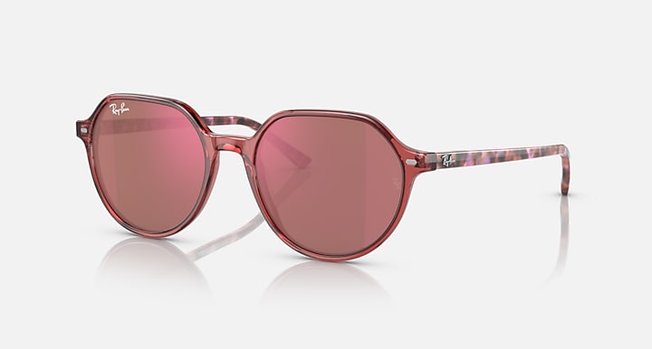 Ray-Ban Thalia RB2195 sunglasses with rose round frames and pink mirrored lenses