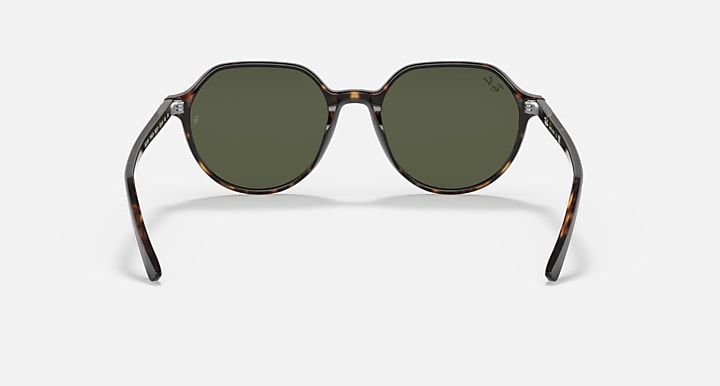 Ray-Ban Thalia RB2195 sunglasses with dark green lenses and tortoise round frame