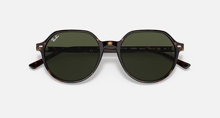 Ray-Ban Thalia RB2195 sunglasses with dark lenses and brown round frame