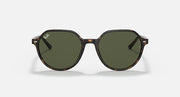 Ray-Ban Thalia RB2195 sunglasses with dark green lenses and tortoise-style round frame