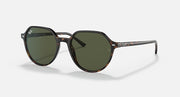Ray-Ban Thalia RB2195 sunglasses with dark green lenses and brown round frames