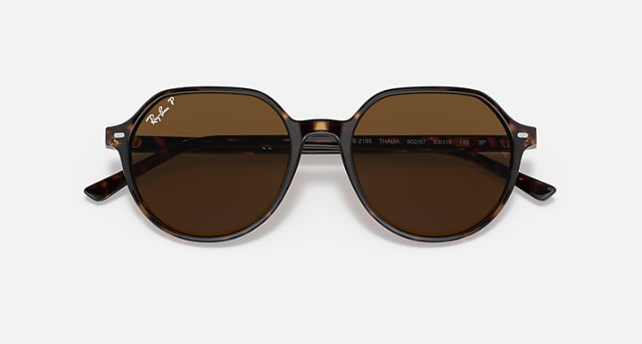 Ray-Ban Thalia sunglasses with dark tortoiseshell frame and deep brown lenses