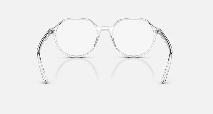 Ray-Ban RB2195 transparent round eyeglasses with clear lenses and arched bridge