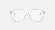 Ray-Ban RB2195 transparent round eyeglasses with clear lenses and slim arms