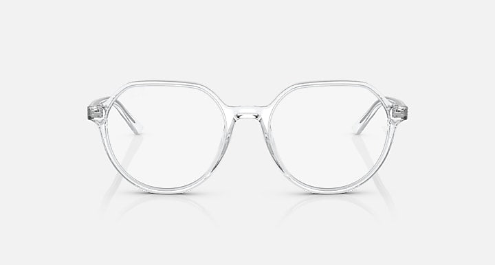 Ray-Ban RB2195 transparent round eyeglasses with clear lenses and slim arms