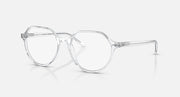 Ray-Ban RB2195 clear round eyeglasses with transparent frame and visible nose bridge