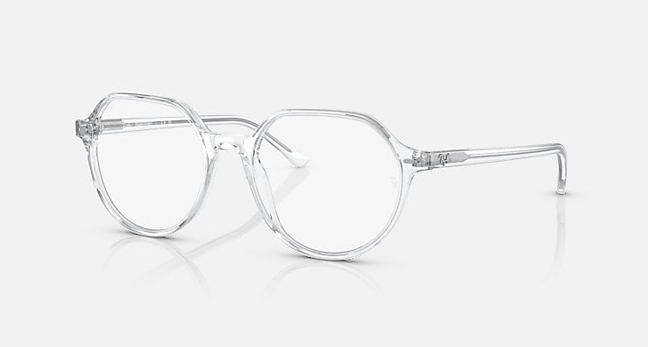 Ray-Ban RB2195 clear round eyeglasses with transparent frame and visible nose bridge