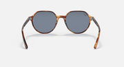 Ray-Ban Thalia RB2195 sunglasses with blue-gray lenses and tortoise round frame