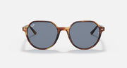 Ray-Ban Thalia RB2195 sunglasses with blue-gray lenses and tortoise-style round frame