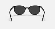 Black Ray-Ban sunglasses front view with dark tinted lenses and sculpted frame temples