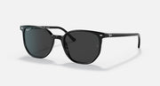 Black Ray-Ban sunglasses with dark lenses and sleek, straight temple arms