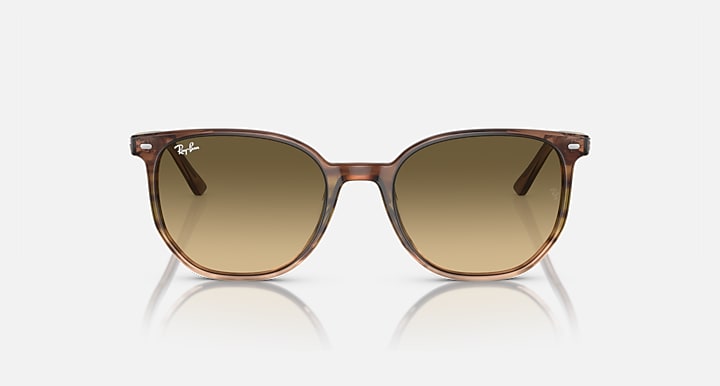 Tortoise sunglasses with gradient brown lenses and engraved temple detail.