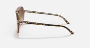 Ray-Ban Bill RB2198 sunglasses; side profile of havana-style arms with brown lenses.