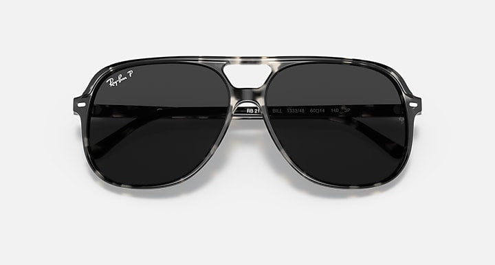 Ray-Ban Bill sunglasses top view with dark lenses and black frame