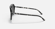 Ray-Ban Bill sunglasses side profile with dark lens and patterned dark frame