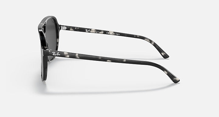 Ray-Ban Bill sunglasses side profile with dark lens and patterned dark frame