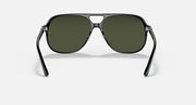 Ray-Ban Bill sunglasses with dark green lenses and black frame, front view.