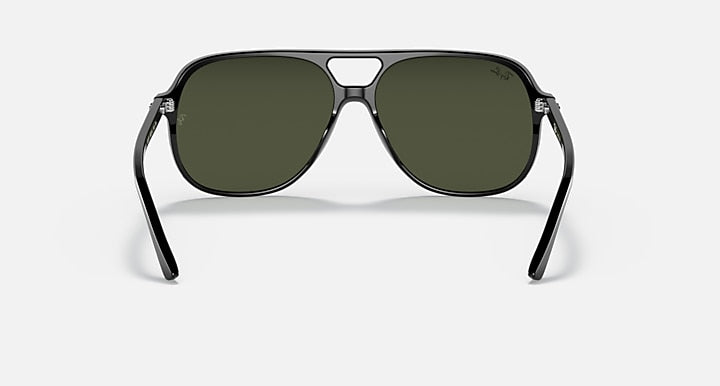 Ray-Ban Bill sunglasses with dark green lenses and black frame, front view.