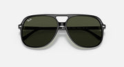 Ray-Ban Bill sunglasses with dark green mirrored lenses and black frame.