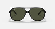 Ray-Ban Bill sunglasses with dark green lens tint and black frame, straight-on view.