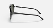 Ray-Ban Bill sunglasses side profile with black frame and dark green lens.
