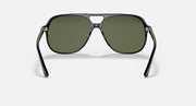 Ray-Ban Bill sunglasses with dark green lenses and black frame, front view.