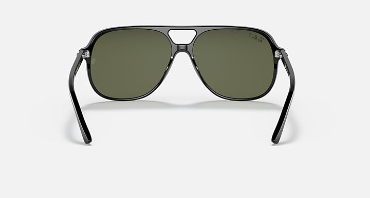 Ray-Ban Bill sunglasses with dark green lenses and black frame, front view.