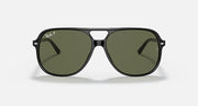 Ray-Ban Bill sunglasses with dark green lenses and black frame, straight-on view.