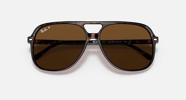 Ray-Ban Bill RB2198 sunglasses with brown tinted lenses and dark havana-style temples.