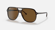 Ray-Ban Bill RB2198 sunglasses with dark frame accents and brown tinted lenses, angled.