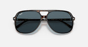 Ray-Ban Bill RB2198 sunglasses, havana frame with blue-gray lenses and logo on lens