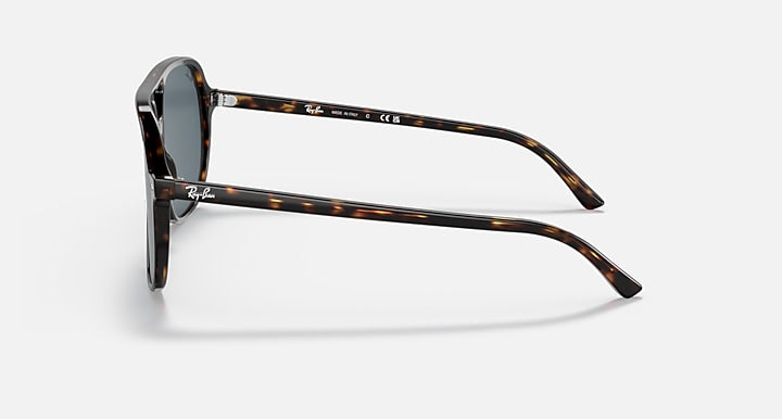 Ray-Ban Bill RB2198 sunglasses side view, havana acetate frame with blue-gray lenses
