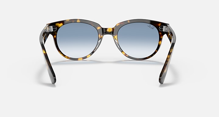 Ray-Ban Orion sunglasses, yellow havana round frames with blue gradient lenses, front