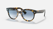 Ray-Ban Orion sunglasses, yellow havana frame, clear blue gradient lenses