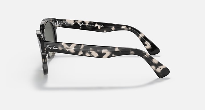 Ray-Ban Orion sunglasses, grey havana frame, side view with dark grey lenses