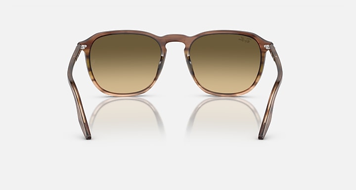 Ray-Ban RB2203 sunglasses with amber-brown lenses and Havana frame, straight-on view