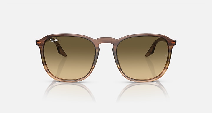 Ray-Ban RB2203 sunglasses with amber-brown lenses and Havana frame, front view