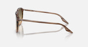 Ray-Ban RB2203 sunglasses with amber-brown lenses, Havana frame, side profile view