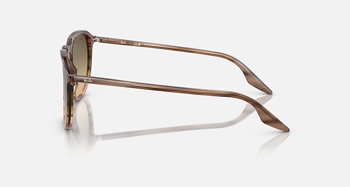 Ray-Ban RB2203 sunglasses with amber-brown lenses, Havana frame, side profile view