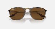 Striped Havana square sunglasses with dark brown tinted lenses