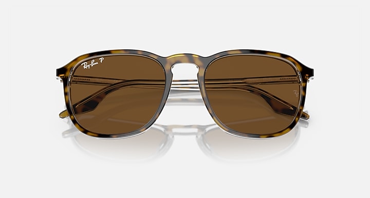 Striped Havana square sunglasses with dark brown tinted lenses