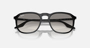 Black square sunglasses with smoke gray tinted lenses
