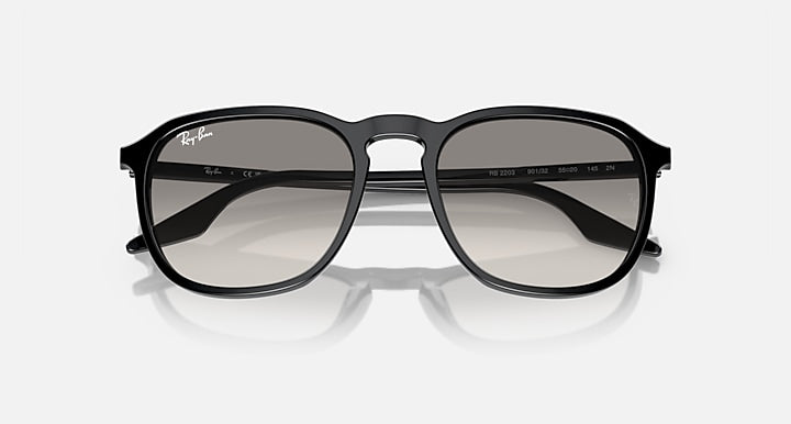 Black square sunglasses with smoke gray tinted lenses