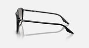 Black-accent rectangular sunglasses, side profile with dark lenses