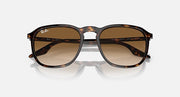 Ray-Ban RB2203 sunglasses front view with tortoise frame and dark brown lenses